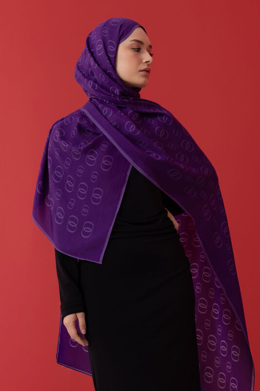 Chain Noor Flush Viscose Shawl Purple - 5