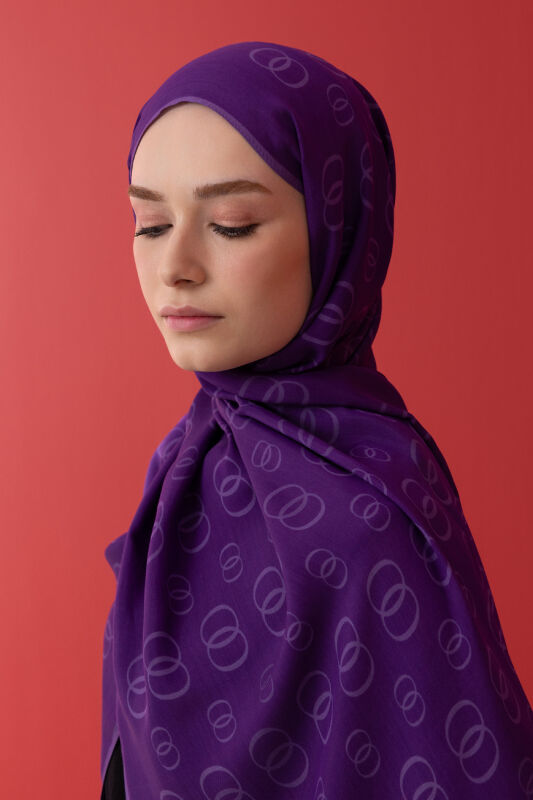 Chain Noor Flush Viscose Shawl Purple - 3