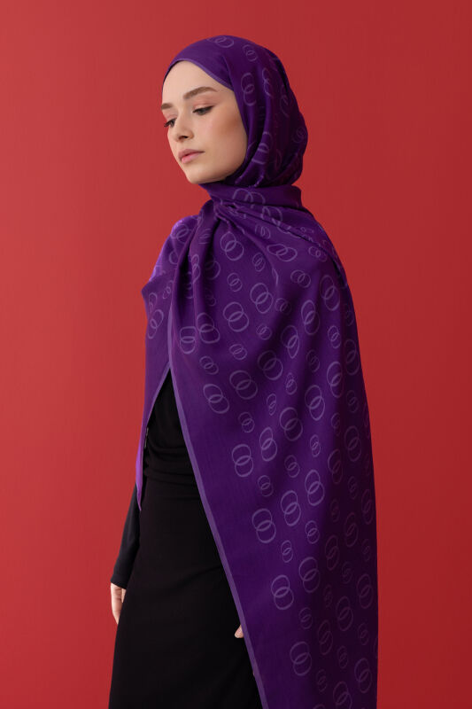 Chain Noor Flush Viscose Shawl Purple - 7