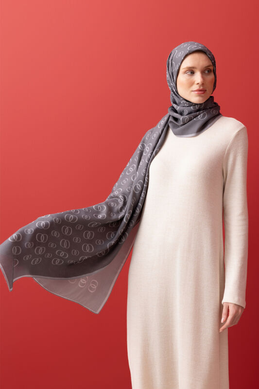 Chain Noor Flush Viscose Shawl Smoked - 5