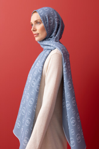 Chain Noor Flush Viscose Shawl Indigo - 3