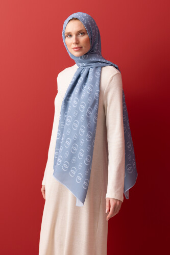 Chain Noor Flush Viscose Shawl Indigo - 5