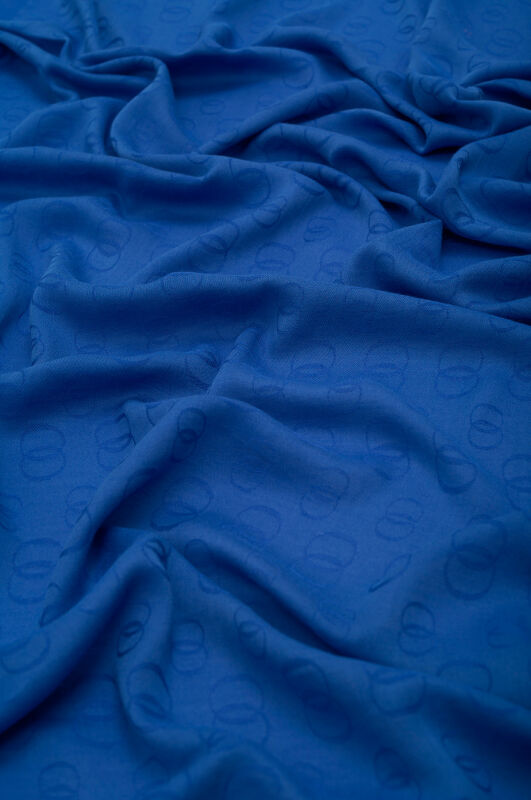 Chain Pattern Cotton Silk Shawl Blue - 4