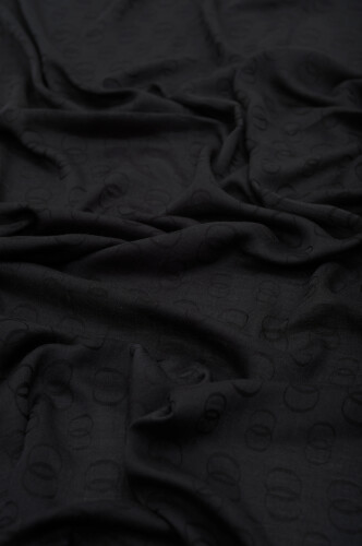 Chain Pattern Cotton Silk Shawl Black - 2