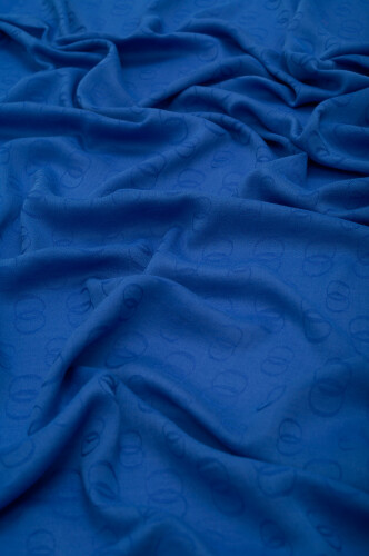 Chain Pattern Cotton Silk Shawl Blue - 2