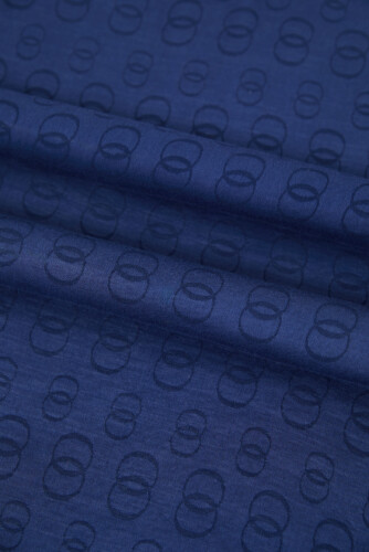Chain Pattern Cotton Silk Shawl İndigo - 2