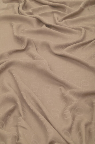 Chain Pattern Cotton Silk Shawl Light Brown - 2