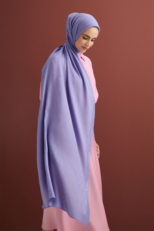 Chain Pattern Cotton Silk Shawl Lilac - 1