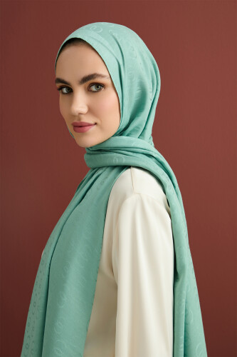 Chain Pattern Cotton Silk Shawl Mint - 3