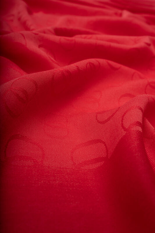 Chain Pattern Cotton Silk Shawl Red - 4