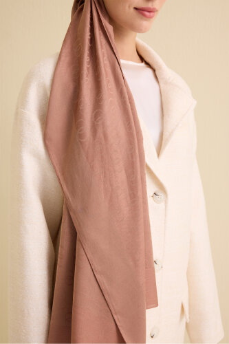 Chain Pattern Cotton Silk Shawl Tan - 5