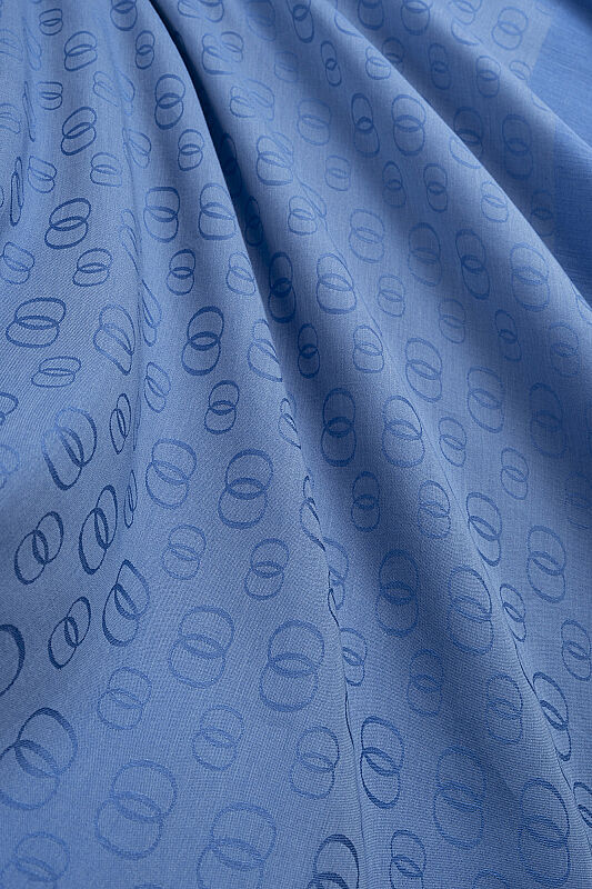 Chain Pattern Cotton Silk Shawl Soft Blue - 4