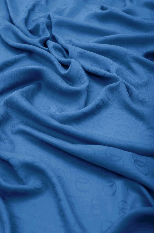 Chain Pattern Cotton Silk Shawl Soft Blue - 4