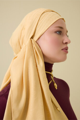 Chain Pattern Light Honey Cotton Silk Shawl 