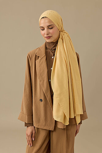Chain Pattern Light Honey Cotton Silk Shawl - 5