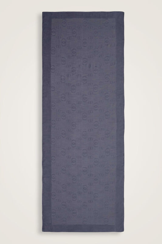 Chain Square Cotton Silk Shawl Anthracite - 2