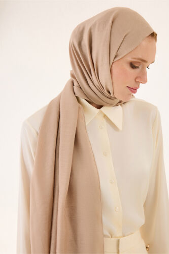 Chain Square Cotton Silk Shawl Beige 