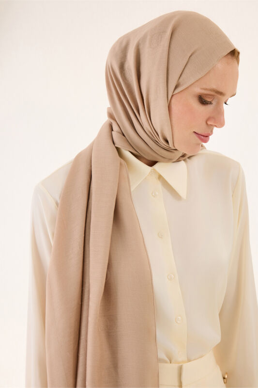 Chain Square Cotton Silk Shawl Beige - 1