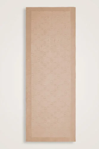 Chain Square Cotton Silk Shawl Beige - 2