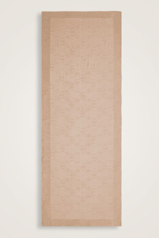 Chain Square Cotton Silk Shawl Beige - 2