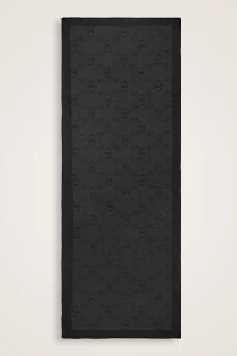Chain Square Cotton Silk Shawl Black - 2