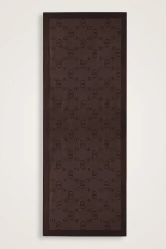 Chain Square Cotton Silk Shawl Brown - 2