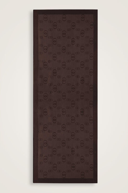 Chain Square Cotton Silk Shawl Brown - 2