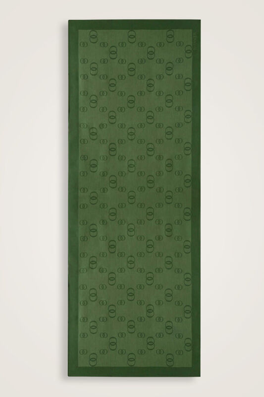 Chain Square Cotton Silk Shawl Green - 1