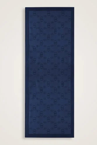 Chain Square Cotton Silk Shawl Navy - 2