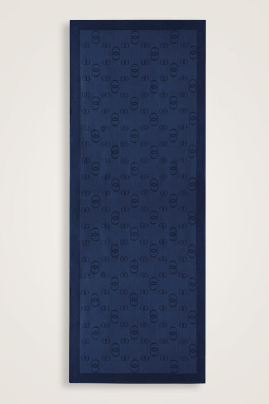 Chain Square Cotton Silk Shawl Navy - 2