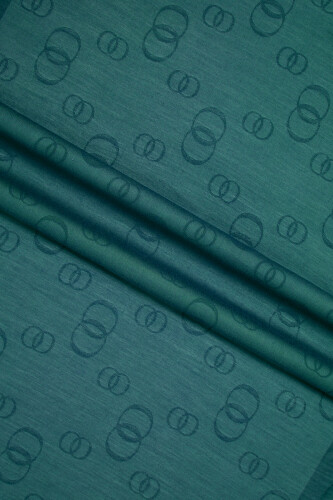 Chain Square Cotton Silk Shawl Petrol Blue - 2