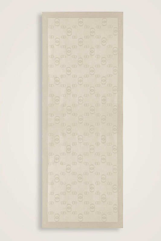 Chain Square Cream Cotton Silk Shawl - 1