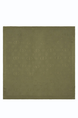 Chain Square Naia Cotton Scarf Olive 