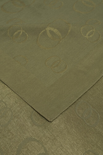 Chain Square Naia Cotton Scarf Olive - 3