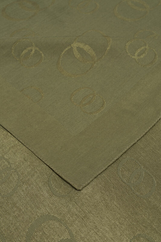 Chain Square Naia Cotton Scarf Olive - 3