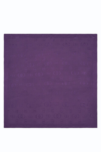 Chain Square Naia Cotton Scarf Purple - 1