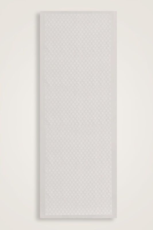Checker Logo Cream Shiny Shiny Jacquard Shawl - 1