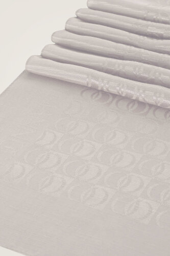 Checker Logo Cream Shiny Shiny Jacquard Shawl - 2