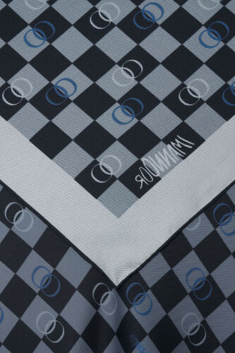 Checker Logo Navy Blue Twill Silk Scarf - 4