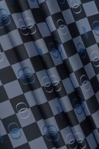 Checker Logo Navy Blue Twill Silk Scarf - 3