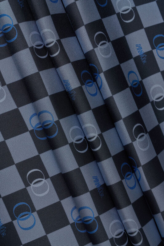 Checker Logo Navy Blue Twill Silk Scarf - 3