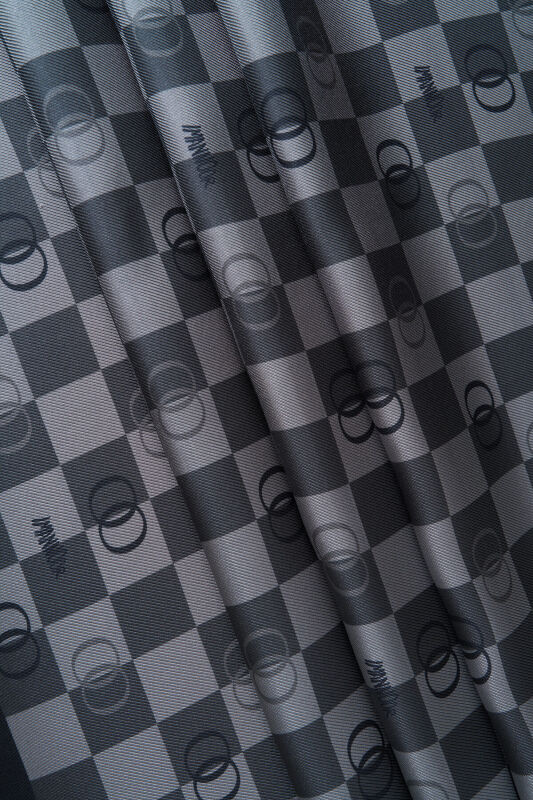 Checkerboard Logo Black Twill Silk Scarf - 3