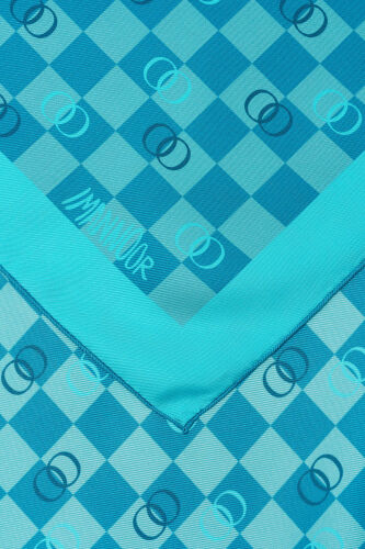 Checkerboard Logo Blue Twill Silk Scarf - 2