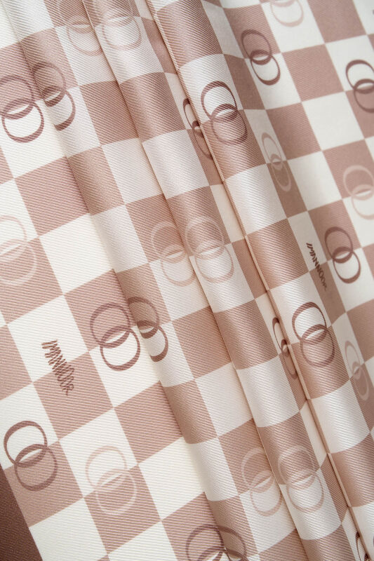 Checkerboard Logo Cream Twill Silk Scarf - 3