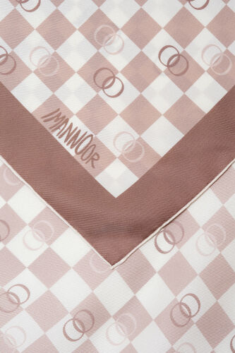 Checkerboard Logo Cream Twill Silk Scarf - 2