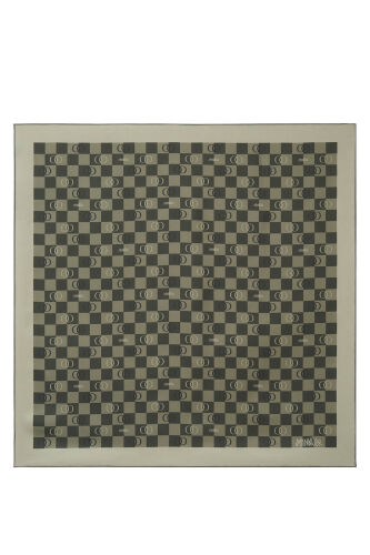 Checkerboard Logo Green Twill Silk Scarf 