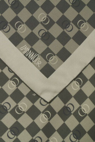 Checkerboard Logo Green Twill Silk Scarf - 4