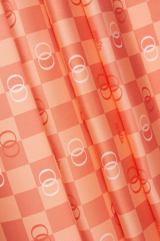 Checkerboard Logo Orange Twill Silk Scarf - 3