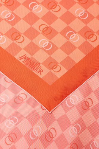 Checkerboard Logo Orange Twill Silk Scarf - 2