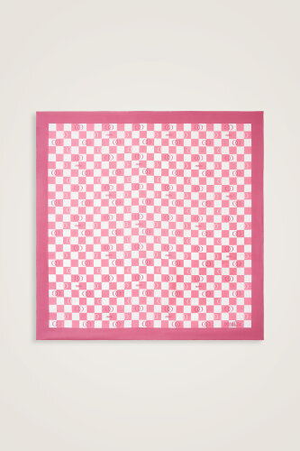 Checkerboard Logo Pink Twill Silk Scarf - 2